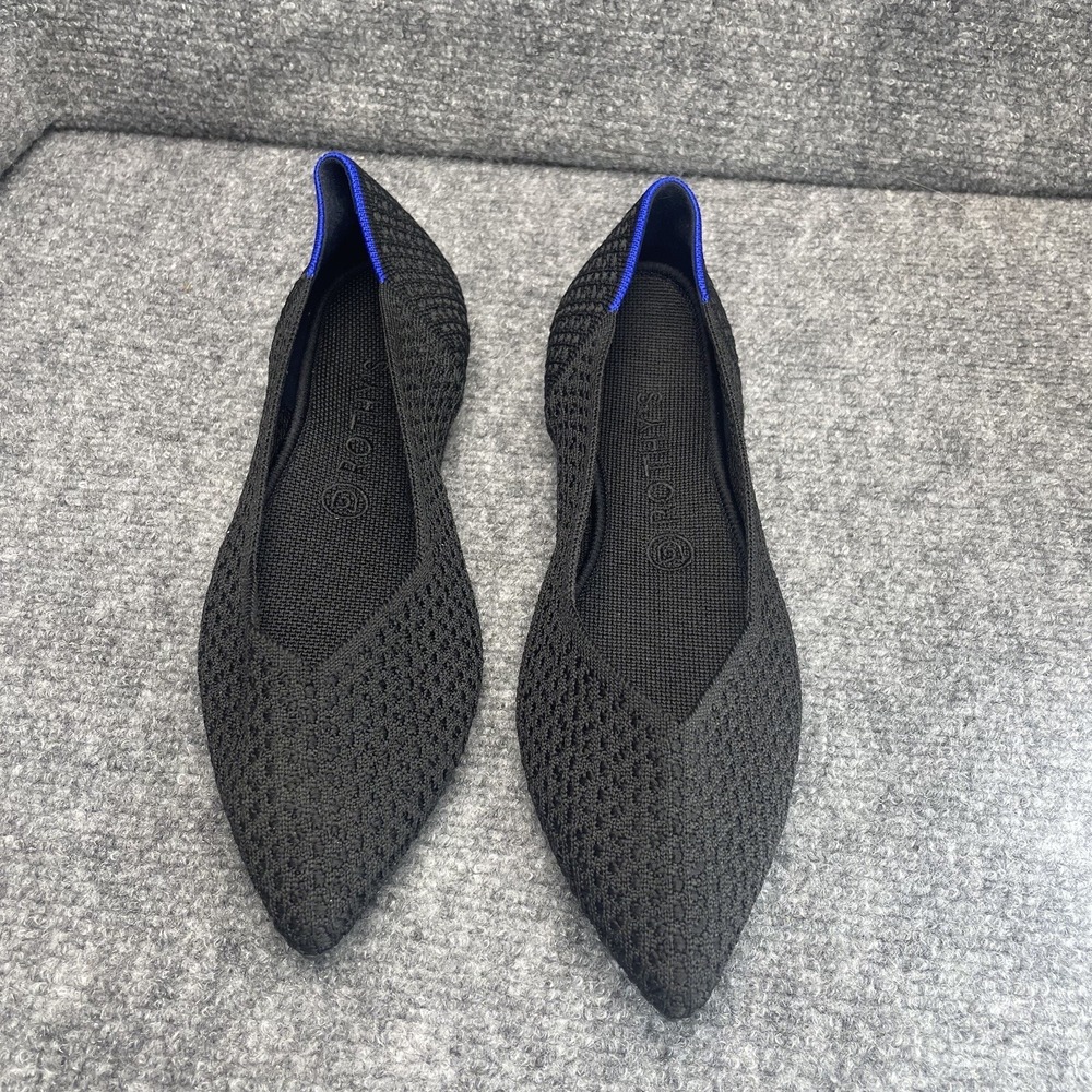 Rothy's The Point Flats Women's Size 9.5W Knit Black Knit V Shaped Eco Shoes